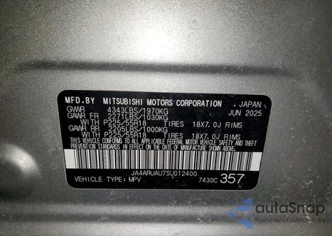 2025 Mitsubishi Outlander Sport S z USA, uszkodzony, nr VIN JA4ARUAU7SU012400